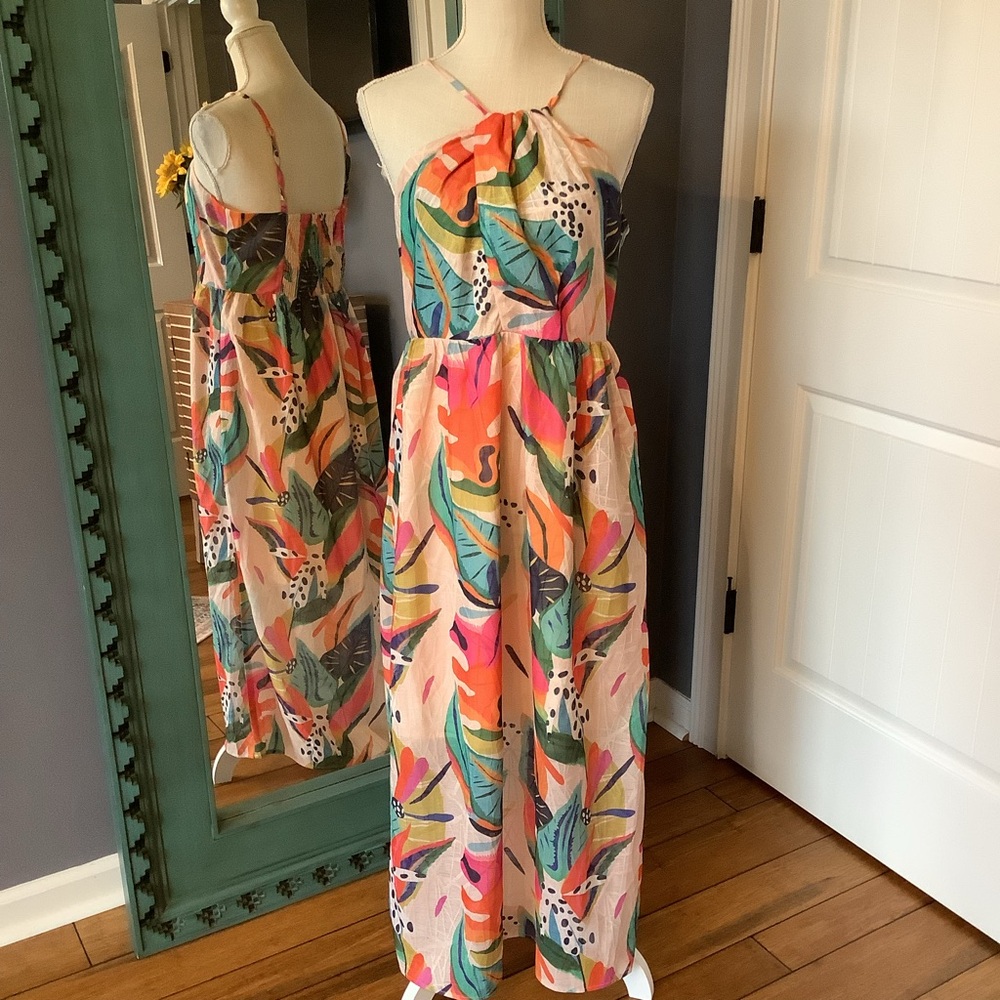 NWT🧡 Jade Multicolor Woven Textile Maxi‎ Dress